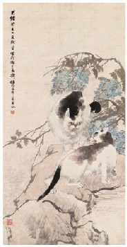 任颐 1883年作 双猫 镜心